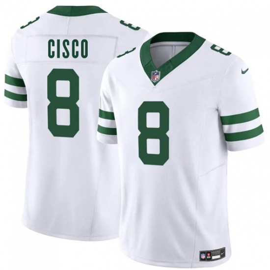 Men's New York Jets 8 Andre Cisco White 2025 F.U.S.E. Vapor Untouchable Limited Football Stitched Jersey