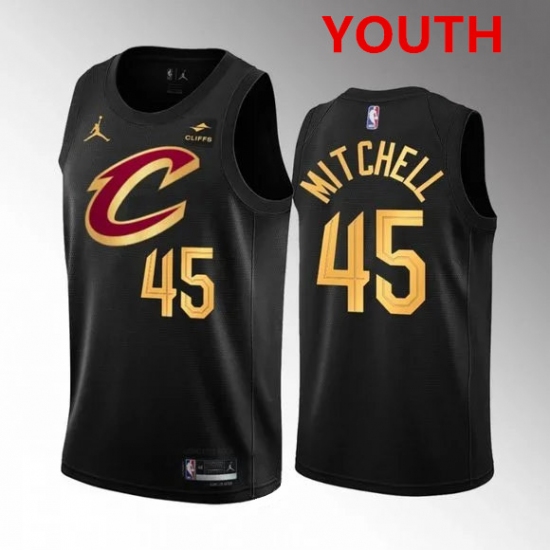 Youth Cleveland Cavaliers 45 Donovan Mitchell Black Stitched Jersey