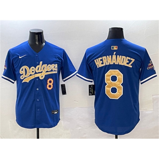 Men's Los Angeles Dodgers 8 Enrique Hernandez Royal 2025 Gold Collection Limited Stitched Baseball Jersey
