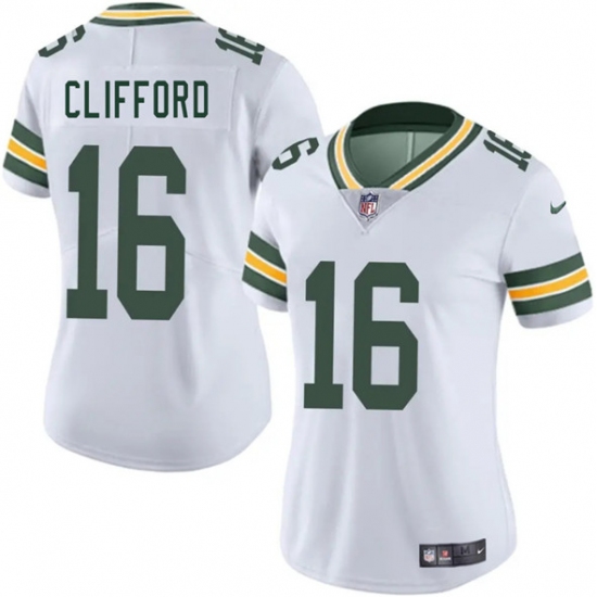 Women's Green Bay Packers 16 Sean Clifford White 2025 Vapor Untouchable Limited Football Stitched Jersey(Run Small)