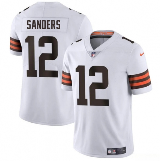 Men's Cleveland Browns 12 Shedeur Sanders White 2025 Vapor Limited Football Stitched Jersey