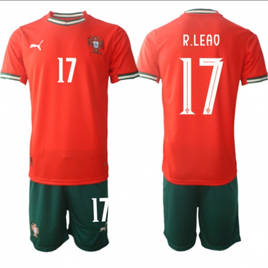 Men's Portugal Team 17 Rafael Leao 2025 Red Home Soccer Jersey Suit