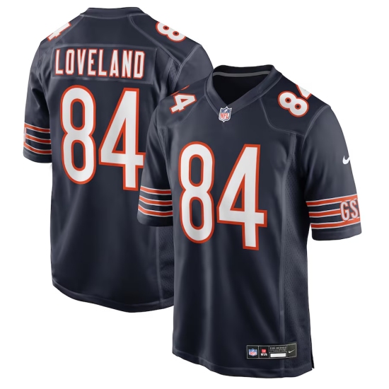 Men's Chicago Bears 84 Colston Loveland Nike Navy 2025 NFL Draft First Round Pick Game Jersey
