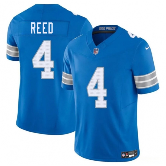 Men's Detroit Lions 4 D.J. Reed Blue 2025 F.U.S.E. Vapor Limited Football Stitched Jersey
