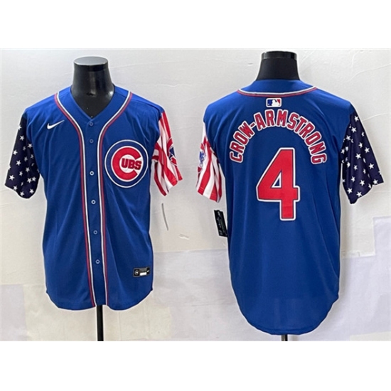 Men's Chicago Cubs 4 Pete Crow-Armstrong Royal 2025 Independence Day Vapor Premier Limited Stitched Baseball Jersey