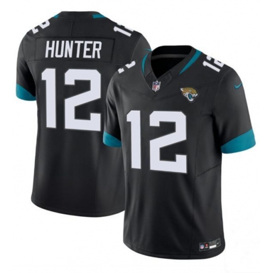 Men's Jacksonville Jaguars 12 Travis Hunter Black 2025 Draft F.U.S.E. Vapor Untouchable Limited Football Stitched Jersey