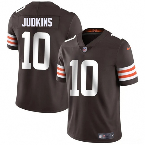 Men's Cleveland Browns 10 Quinshon Judkins Brown 2025 Vapor Limited Football Stitched Jersey