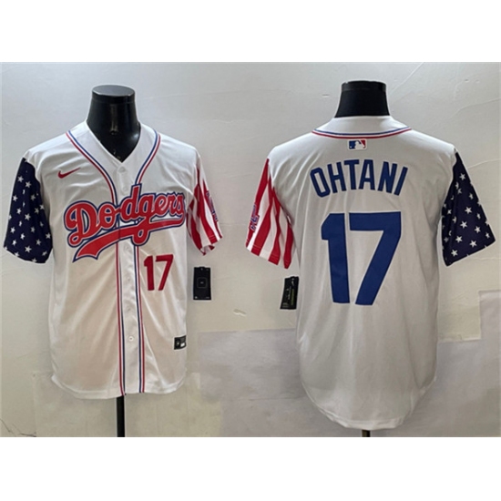 Men's Los Angeles Dodgers 17 Shohei Ohtani White Limited Stitched Baseball Jersey