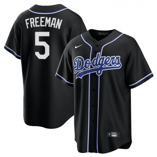 Men's Los Angeles Dodgers 5 Freddie Freeman Black Lights Out Limited Stitched Baseball Jersey