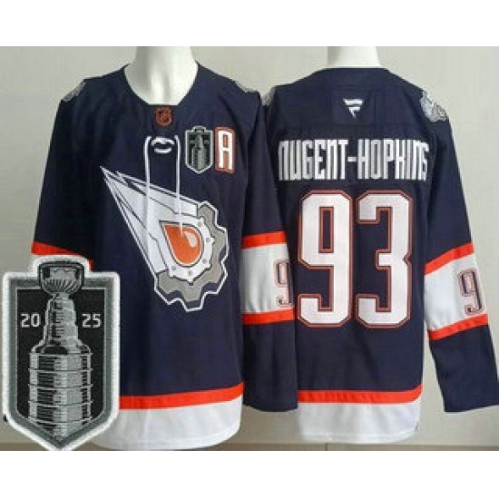 Men's Edmonton Oilers 93 Ryan Nugent Hopkins Navy Alternate 2025 Stanley Cup Final Authentic Jersey