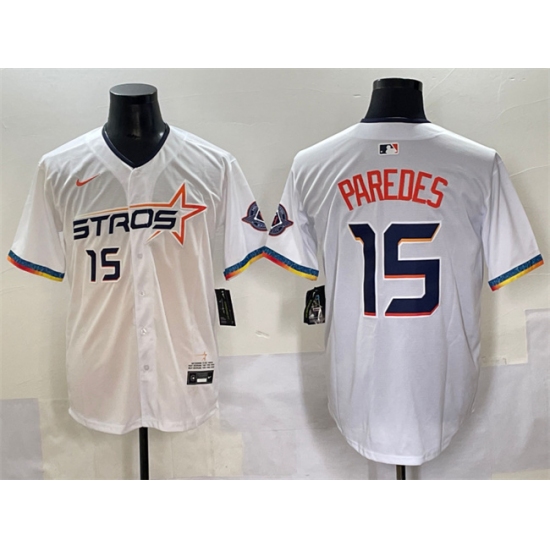 Men's Houston Astros 15 Isaac Paredes White 2025 City Connect Limited Stitched Baseball Jersey