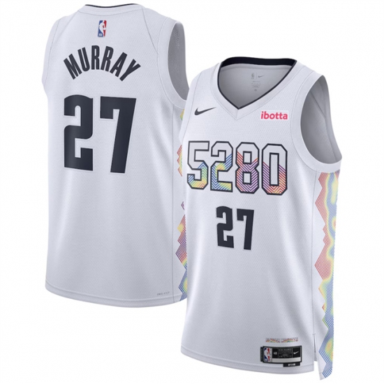 Men's Denver Nuggets 27 Jamal Murray White 2024-25 City Edition Stitched Basketball Jersey