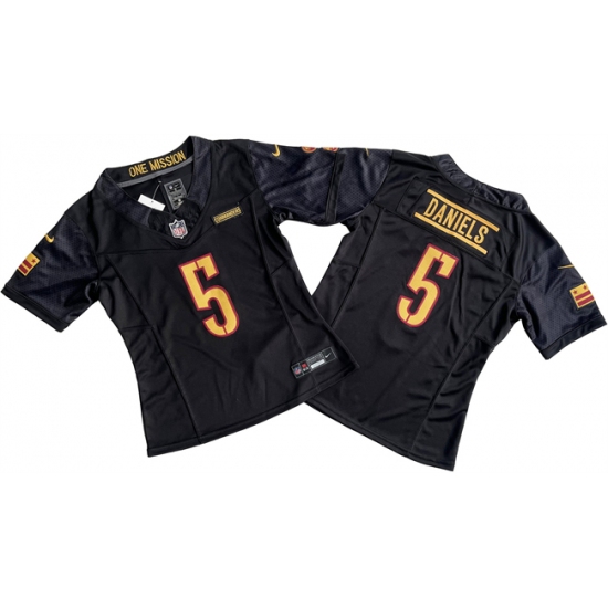 Women's Washington Commanders 5 Jayden Daniels Black 2024 F.U.S.E. Draft Stitched Jersey(Run Small)