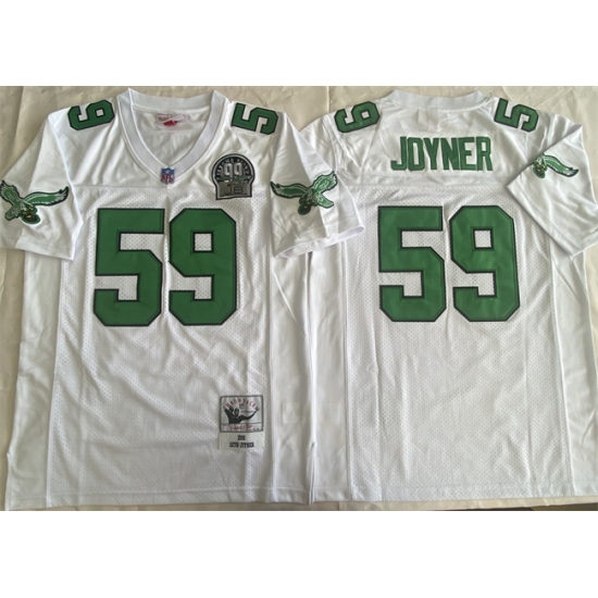 Men's Philadelphia Eagles 59 Seth Joyner White Throwback Stitched Football Jersey