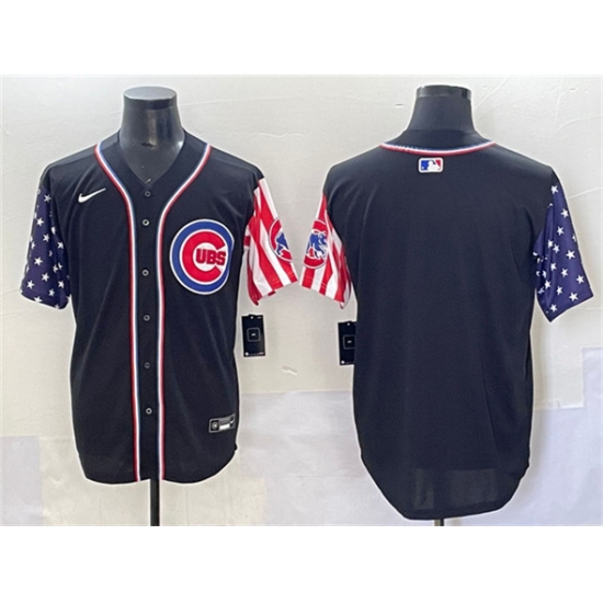Men's Chicago Cubs Blank Black 2025 Independence Day Vapor Premier Limited Stitched Baseball Jersey