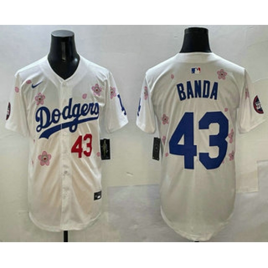 Men's Los Angeles Dodgers 43 Anthony Banda White 2025 Tokyo Series Limited Jersey