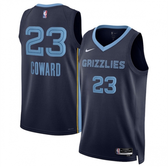 Men's Memphis Grizzlies 23 Cedric Coward Navy 2025 Draft Icon Edition Stitched Jersey