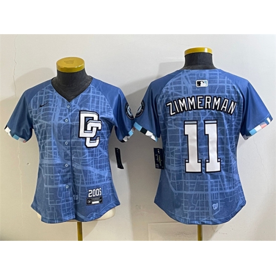 Youth Washington Nationals 11 Ryan Zimmerman Blue 2025 City Connect Limited Stitched Baseball Jersey