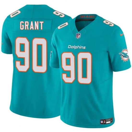 Men's Miami Dolphins 90 Kenneth Grant Aqua 2025 Draft F.U.S.E. Vapor Limited Football Stitched Jersey