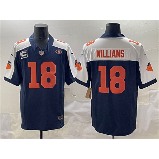 Men's Chicago Bears 18 Caleb Williams Navy White F.U.S.E. With 1-star C And No. 51 Throwback Football Stitched Jersey