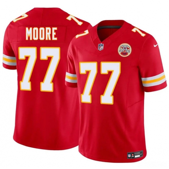 Men's Kansas City Chiefs 77 Jaylon Moore Red 2025 F.U.S.E. Vapor Untouchable Limited Football Stitched Jersey