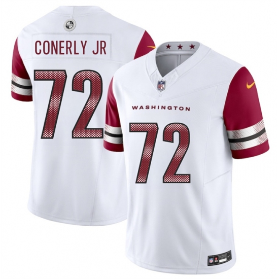Men's Washington Commanders 72 Josh Conerly Jr White 2025 Draft F.U.S.E. Vapor Limited Football Stitched Jersey
