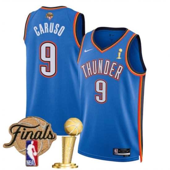 Men's Oklahoma City Thunder 9 Alex Caruso Blue 2025 Finals And Finals Champions Icon Edition Stitched Basketball Jersey