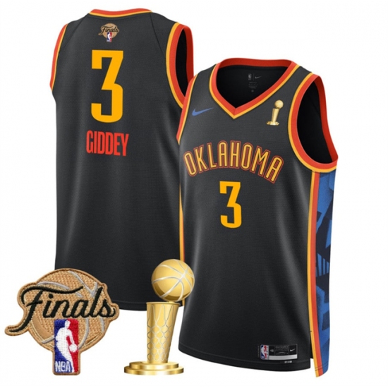 Men's Oklahoma City Thunder 3 Dillon Jones Black 2025 Finals And Finals Champions City Edition Stitched Basketball Jersey