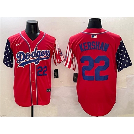 Men's Los Angeles Dodgers 22 Clayton Kershaw Red Limited Stitched Baseball Jersey
