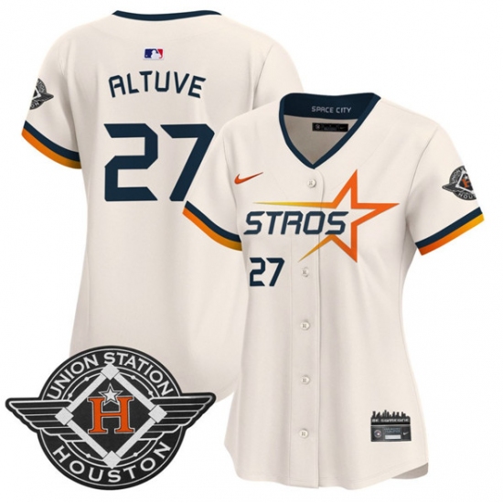 Women's Houston Astros 27 Jose Altuve Cream 2025 City Connect Limited Stitched Baseball Jersey(Run Small)