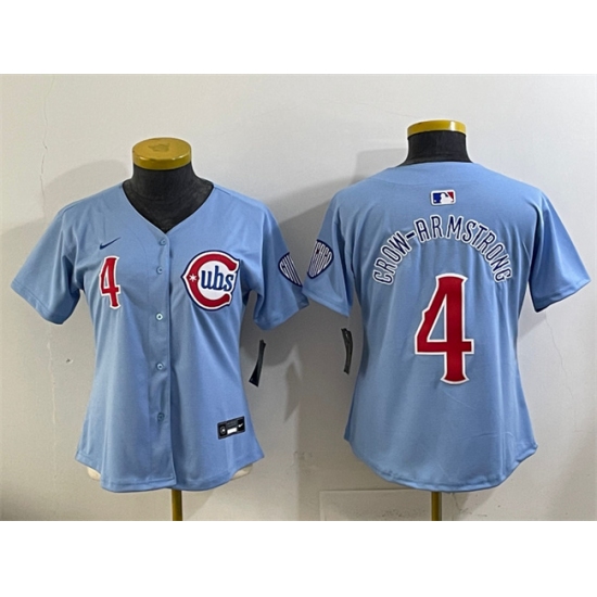 Women's Chicago Cubs 4 Pete Crow-Armstrong Blue 2024 25 2nd Alternatemited Stitched Baseball Jersey(Run Small)