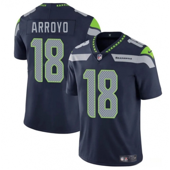 Men's Seattle Seahawks 18 Elijah Arroyo Navy 2025 Draft Vapor Limited Football Stitched Jersey