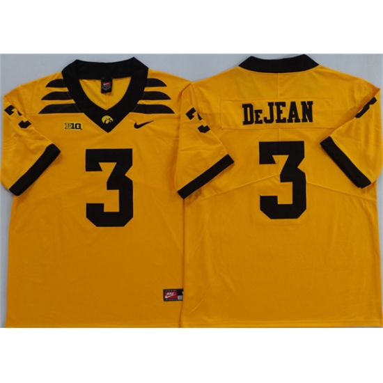 Men's Iowa Hawkeyes 3 Cooper DeJean Yellow 2025 Stitched Jersey