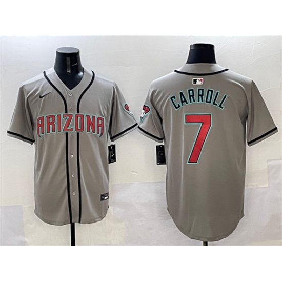 Men's Arizona Diamondbacks 7 Corbin Carroll Gray Limited Stitched Baseball Jersey