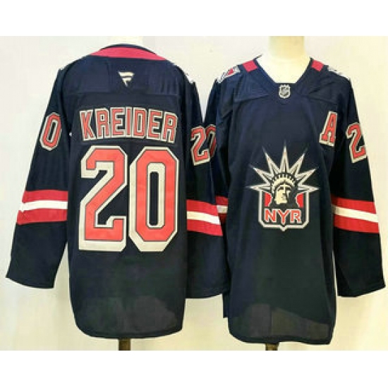 Men's New York Rangers 20 Chris Kreider Navy Reverse Retro Authentic Jersey