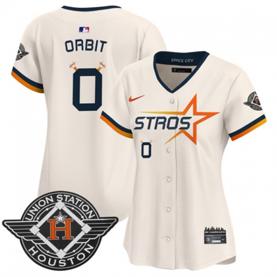 Women's Houston Astros 0 Orbit Cream 2025 City Connect Limited Stitched Baseball Jersey(Run Small)