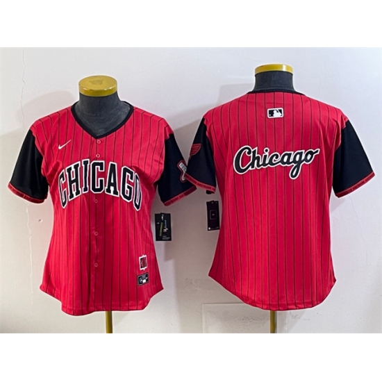 Women's Chicago White Sox Team Big Logo Red Black 2025 City Connect Limited Stitched Baseball Jersey(Run Small)