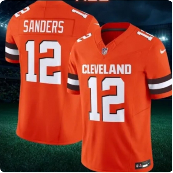 Men's Cleveland Browns 12 Shedeur Sanders Orange 2025 Vapor Limited Football Stitched Jersey