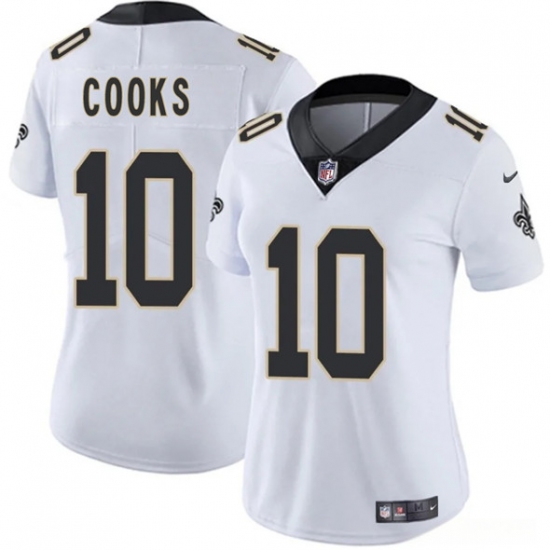 Women's New Orleans Saints 10 Brandin Cooks White 2025 Vapor Limited Football Stitched Jersey(Run Small)