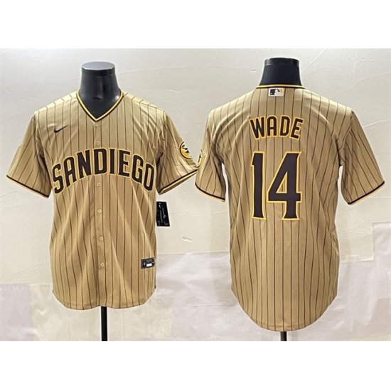 Men's San Diego Padres 14 Tyler Wade Tan Cool Base Stitched Baseball Jersey