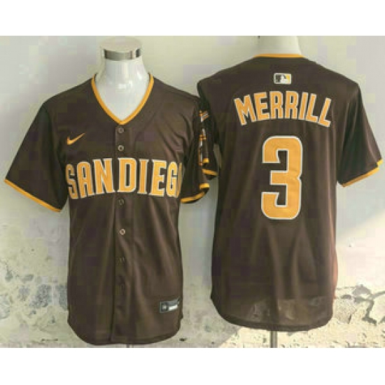 Men's San Diego Padres 3 Jackson Merrill Brown Limited Stitched Jersey