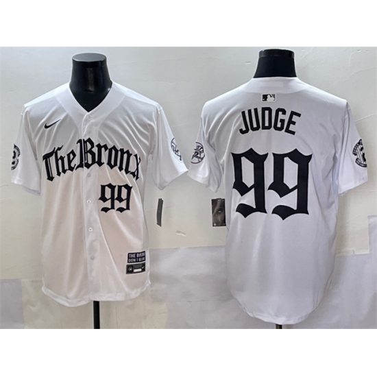 Men's New York Yankees 99 Aaron Judge White 'Gothic Legacy Edition' Vapor Premier Limited Stitched Baseball Jersey