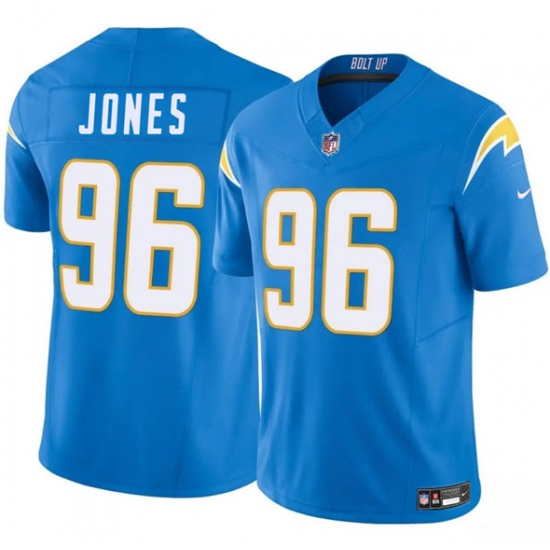 Men's Los Angeles Chargers 96 Naquan Jones Blue 2025 F.U.S.E. Vapor Limited Football Stitched Jersey