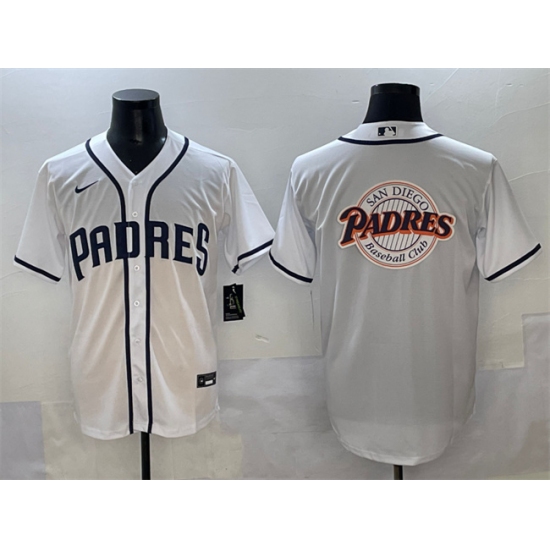 Men's San Diego Padres Team Big Logo White Cool Base Stitched Baseball Jersey