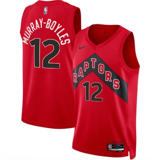 Men's Toronto Raptors 12 Collin Murray-Boyles Red 2025 Draft Icon Edition Stitched Basketball Jersey