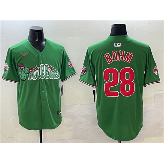 Men's Philadelphia Phillies 28 Alec Bohm Green Phanatic Limited Stitched Jersey