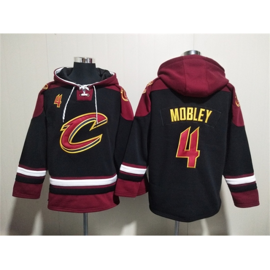 Men's Cleveland Cavaliers 4 Evan Mobley Black Red Ageless Must-Have Lace-Up Pullover Hoodie