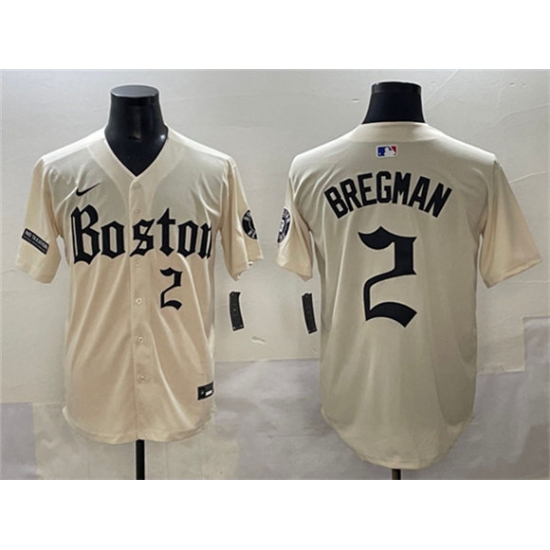 Men's Boston Red Sox 2 Alex Bregman Cream Gothic Vapor Limited Stitched Baseball Jersey