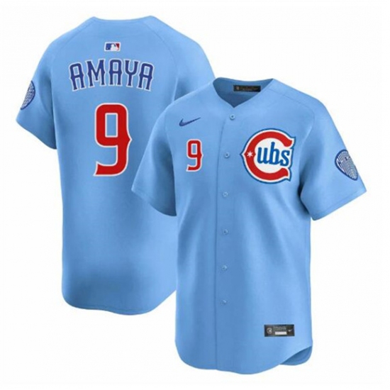 Men's Chicago Cubs 9 Miguel Amaya Blue 2024-25 2nd Alternate Limited Stitched Baseball Jersey