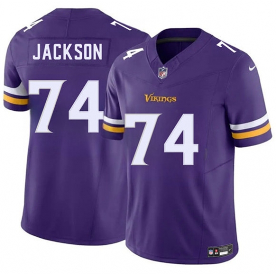 Men's Minnesota Vikings 74 Donovan Jackson Purple 2025 Draft F.U.S.E. Vapor Untouchable Limited Football Stitched Jersey